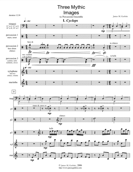 Free Sheet Music Guthrie Three Mythic Images For Percussion Ensemble