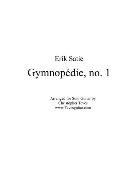 Gymnopdie No 1 For Solo Guitar Sheet Music