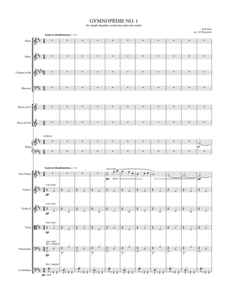 Gymnopedie No 1 For Small Chamber Orchestra And Solo Violin Sheet Music