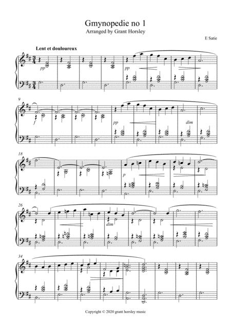 Gymnopedie No 1 Solo Piano Intermediate Sheet Music