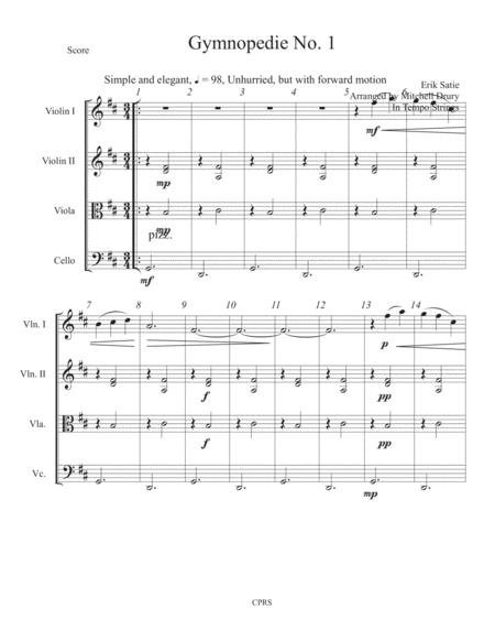 Gymnopedie No 1 String Quartet Trio Sheet Music