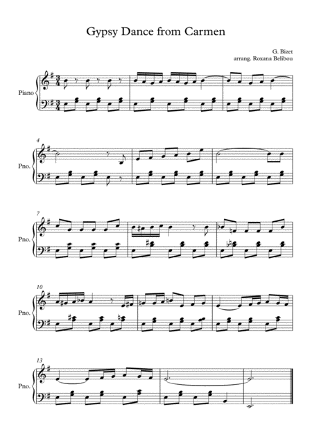 Gypsy Dance Carmen Sheet Music