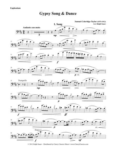 Free Sheet Music Gypsy Song And Dance For Euphonium And Piano