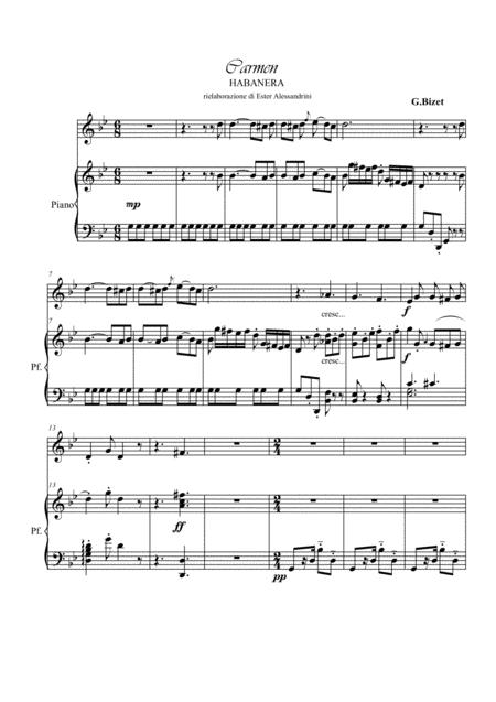 Habanera From Bizets Carmen Violin And Piano Sheet Music