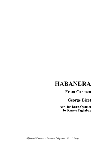 Habanera From Carmen For Brass Quartet Sheet Music