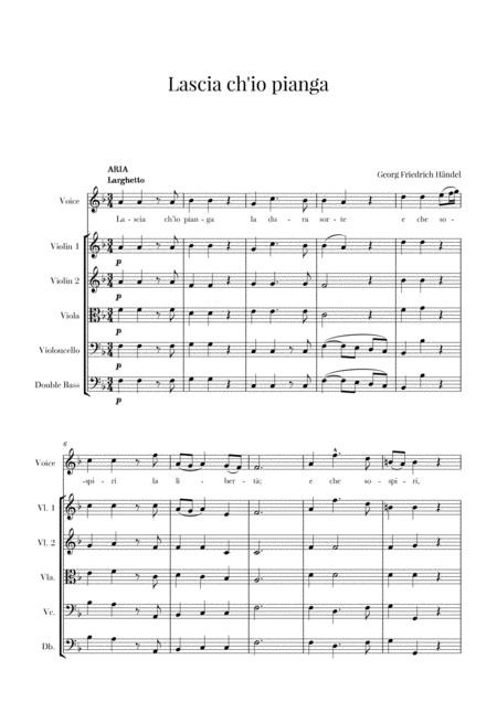 Haendel Lascia Ch Io Pianga For Soprano And String Quintet Sheet Music