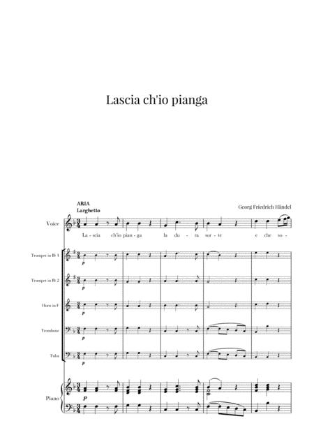 Haendel Lascia Ch Io Pianga For Soprano Brass Quintet And Piano Sheet Music