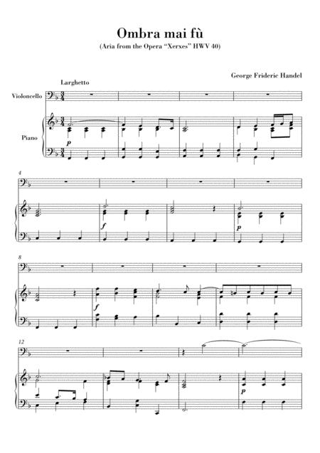 Free Sheet Music Haendel Ombra Mai F For Violoncello And Piano