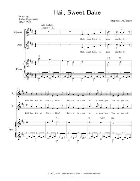 Free Sheet Music Hail Sweet Babe