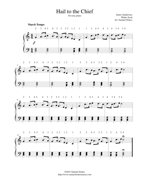 Hail To The Chief For Easy Piano Sheet Music