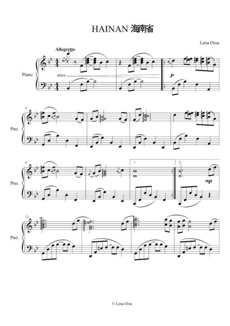 Free Sheet Music Hainan