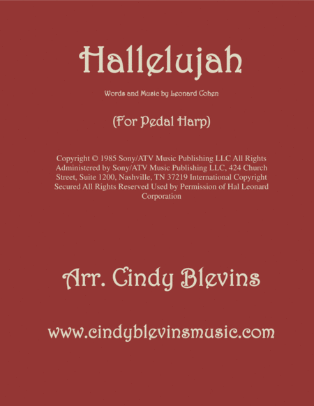 Free Sheet Music Hallelujah Arranged For Pedal Harp