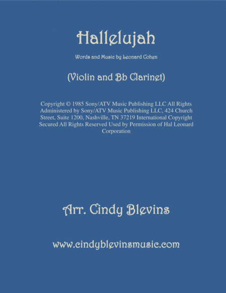 Free Sheet Music Hallelujah Arranged For Violin And Clarinet