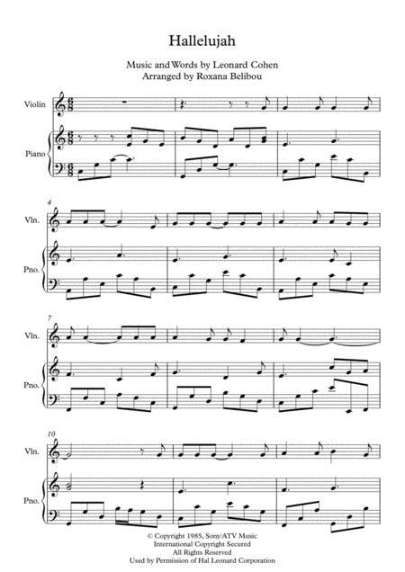 Free Sheet Music Hallelujah By Leonard Cohen Violin Flute Piano