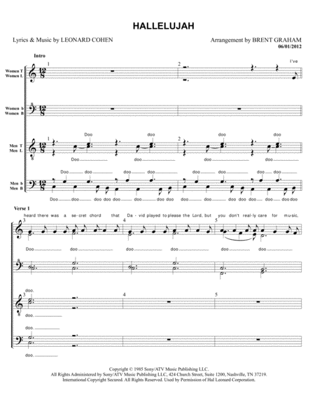 Hallelujah By Leonard Cohen Sheet Music