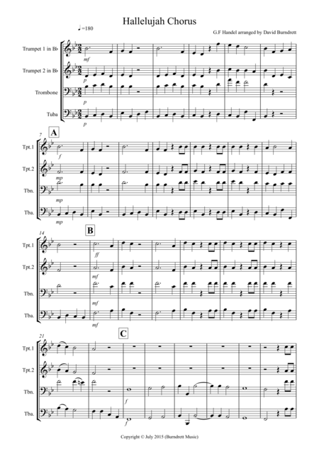 Free Sheet Music Hallelujah Chorus For Brass Quartet