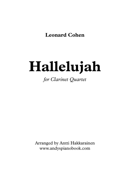 Hallelujah Clarinet Quartet Sheet Music