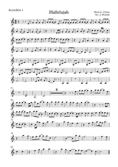 Hallelujah For Accordion Orchestra Parts Sheet Music