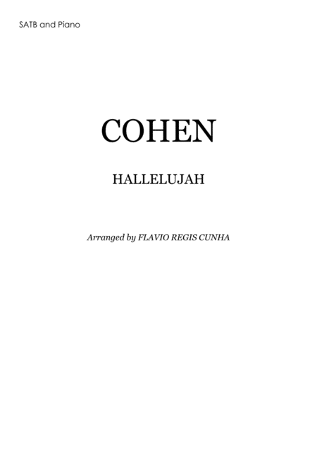 Free Sheet Music Hallelujah For Choir Satb And Piano Accompaniment