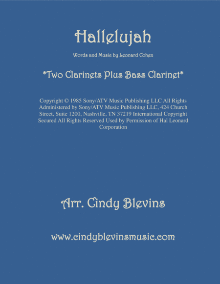 Free Sheet Music Hallelujah For Two Clarinets And Bass Clarinet