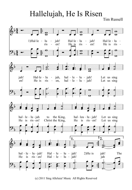 Free Sheet Music Hallelujah He Is Risen