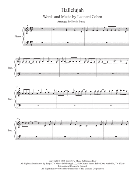 Free Sheet Music Hallelujah In The Easy Key Of C Easy Piano