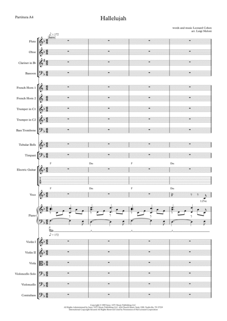 Hallelujah Orchestral In F Key Sheet Music