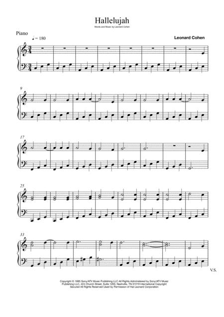 Free Sheet Music Hallelujah Piano Easy