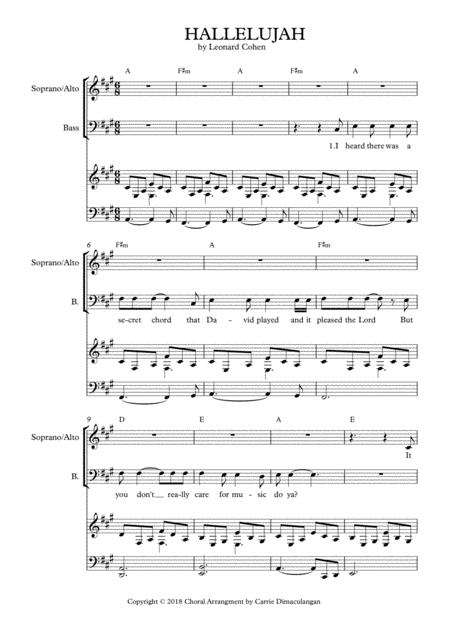 Hallelujah Sab Sheet Music