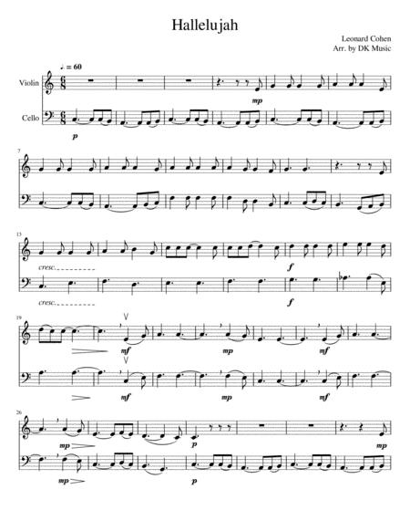 Hallelujah Violin Cello Duet Sheet Music