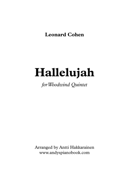 Hallelujah Woodwind Quintet Sheet Music