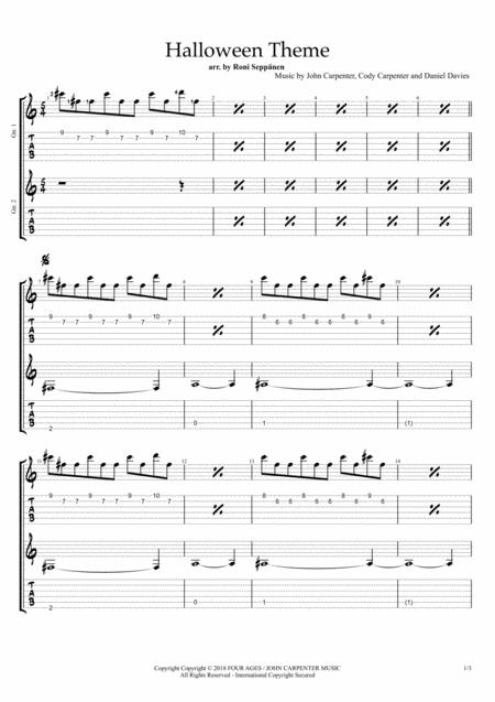 Free Sheet Music Halloween Theme For Easy Guitar