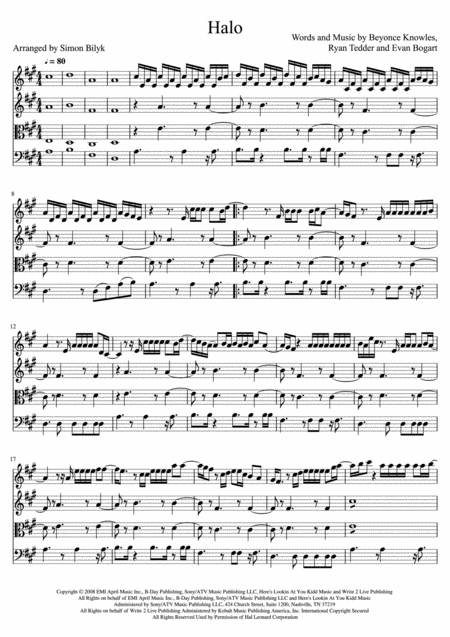 Free Sheet Music Halo