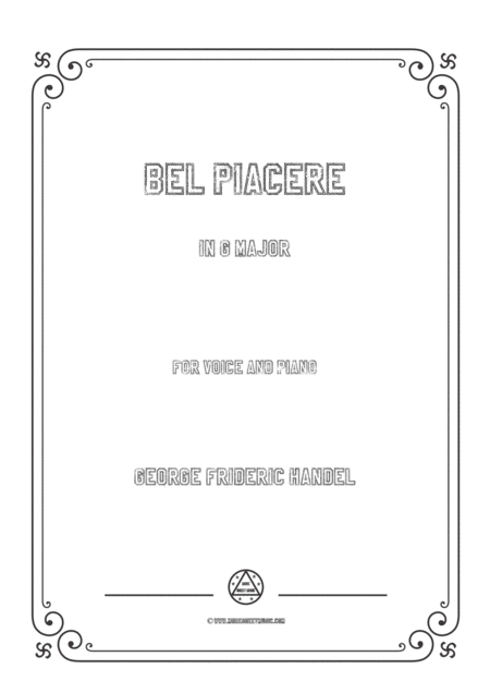 Free Sheet Music Handel Bel Piacere In G Major For Voice And Piano