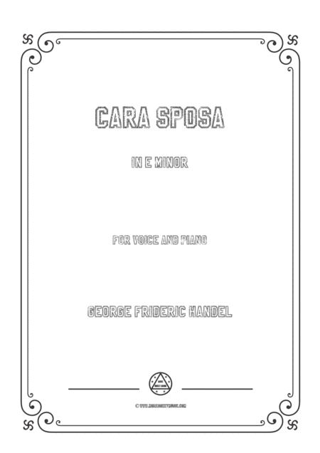 Handel Cara Sposa In E Minor For Voice And Piano Sheet Music