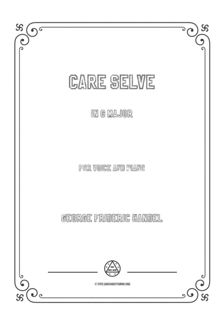 Free Sheet Music Handel Care Selve In G Major For Voice And Piano