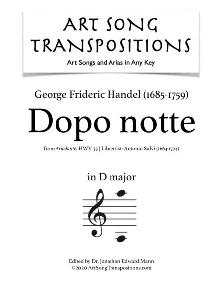 Free Sheet Music Handel Dopo Notte Transposed To D Major