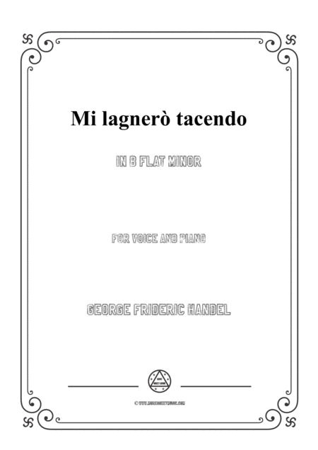 Handel Mi Lagner Tacendo In B Flat Minor For Voice And Piano Sheet Music