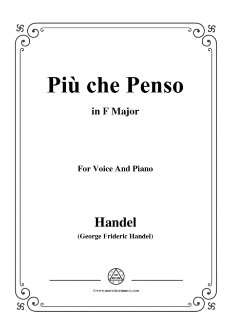 Free Sheet Music Handel Pi Che Penso From Serse In F Major For Voice And Piano