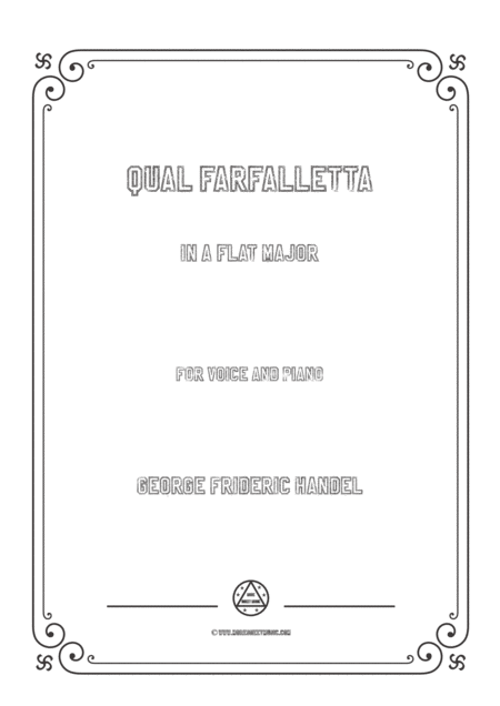 Handel Qual Farfalletta In A Flat Major For Voice And Piano Sheet Music