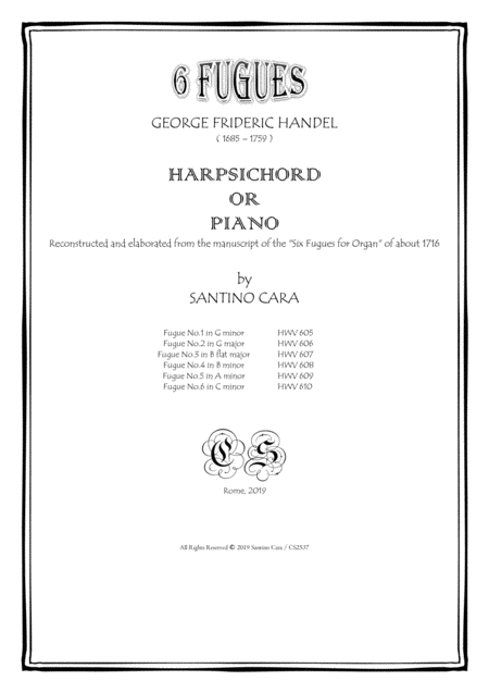 Free Sheet Music Handel Six Fugues For Harpsichord Or Piano