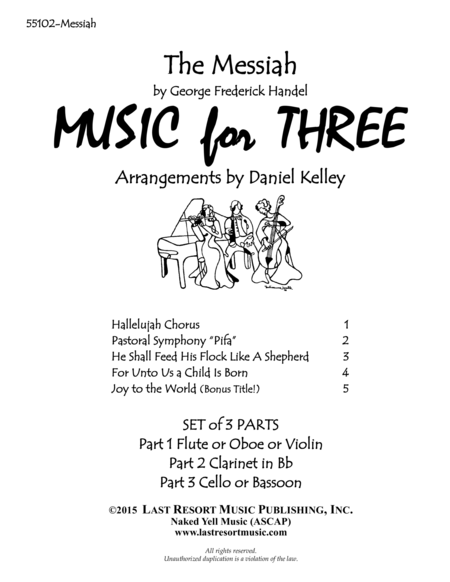 Handels Messiah For Woodwind Trio Flute Or Oboe Clarinet Bassoon Set Of 3 Parts Sheet Music