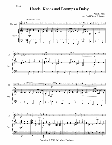 Free Sheet Music Hands Knees And Boomps A Daisy For Clarinet And Piano