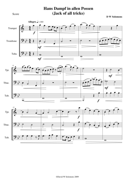 Hans Dampf In Allen Possen Jack Of All Tricks For Brass Trio Sheet Music