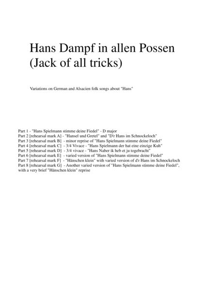 Hans Dampf In Allen Possen Jack Of All Tricks For Double Reed Trio Oboe Cor Anglais Bassoon Sheet Music