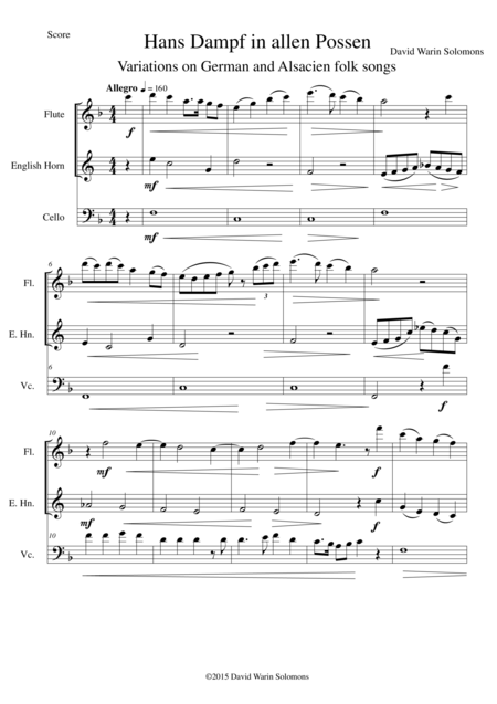 Hans Dampf In Allen Possen Jack Of All Tricks For Flute Cor Anglais And Cello Sheet Music