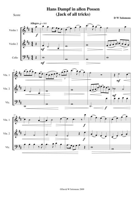 Free Sheet Music Hans Dampf In Allen Possen Jack Of All Tricks For String Trio