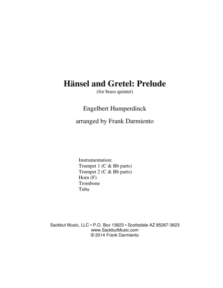 Hansel And Gretel Prelude Sheet Music