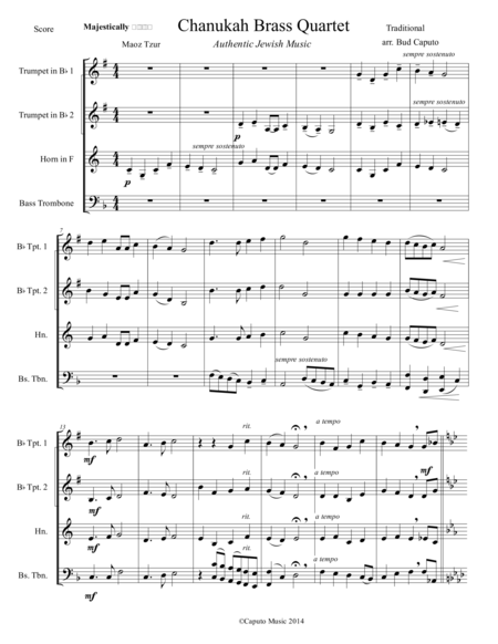 Hanukkah Medley For Brass Quartet Score And Parts Sheet Music