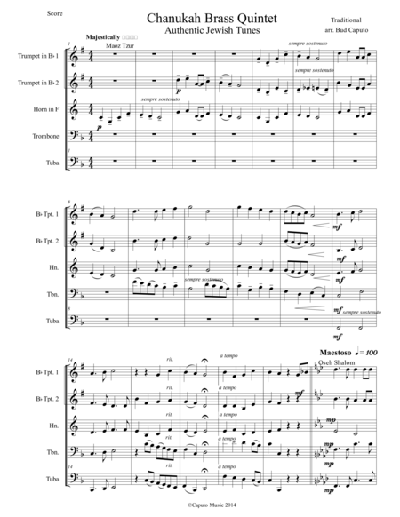 Hanukkah Medley For Brass Quintet Score And Parts Sheet Music